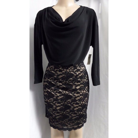 Coldwater Creek Dresses & Skirts - "COLDWATER CREEK" BLACK/BEIGE LACE SKIRT CAREER CASUAL SHEATH DRESS SIZE: 4 NWT